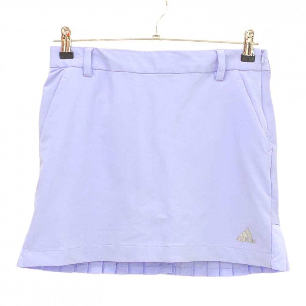 【美品】アディダス スカート ライトパープル 背面裾プリーツ インナーパンツ付 3ライン  レディース S ゴルフウェア adidas