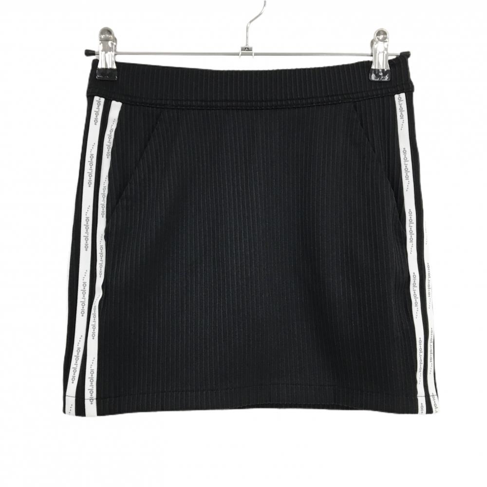 【超美品】アディダス ストレッチスカート 黒×白 ストライプ織生地 ウエストゴム サイド3ライン レディース S ゴルフウェア adidas