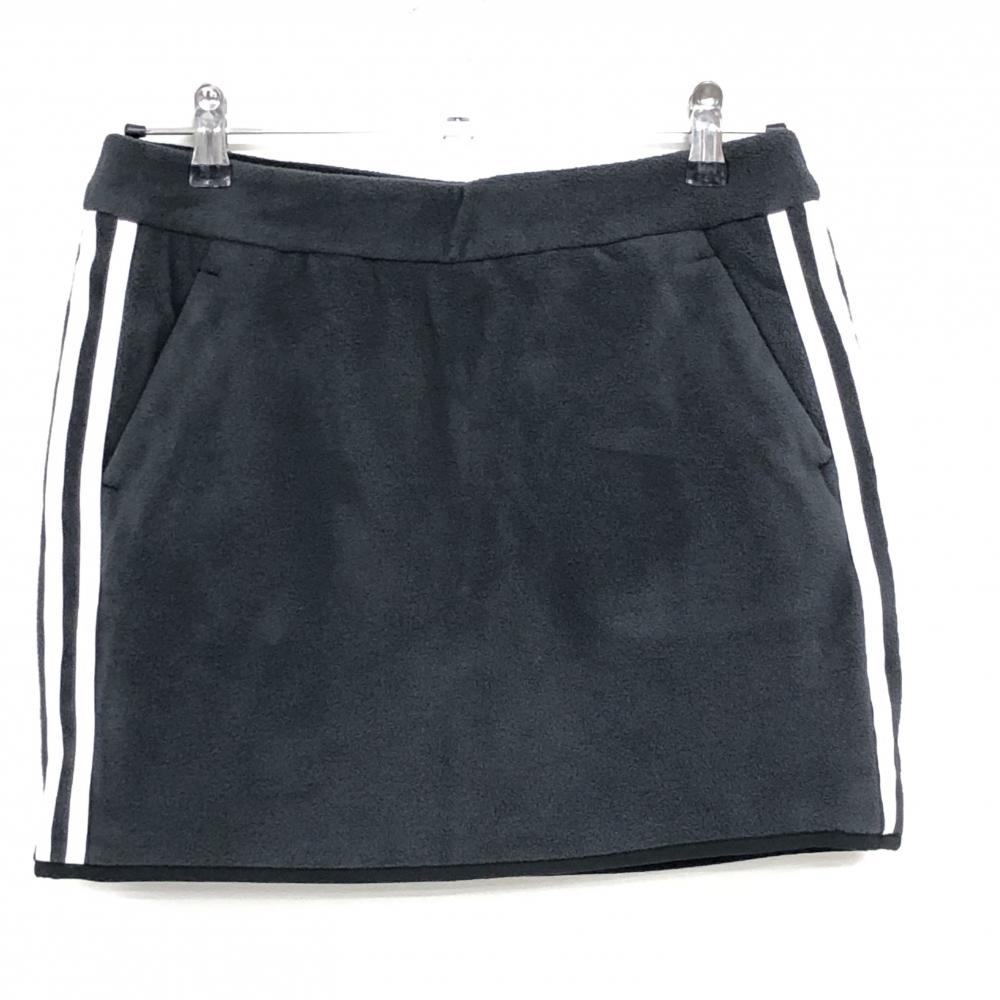 【超美品】アディダス スカート 黒×白 サイド3ライン フリース 内側インナーパンツ レディース XL ゴルフウェア 2023年モデル adidas