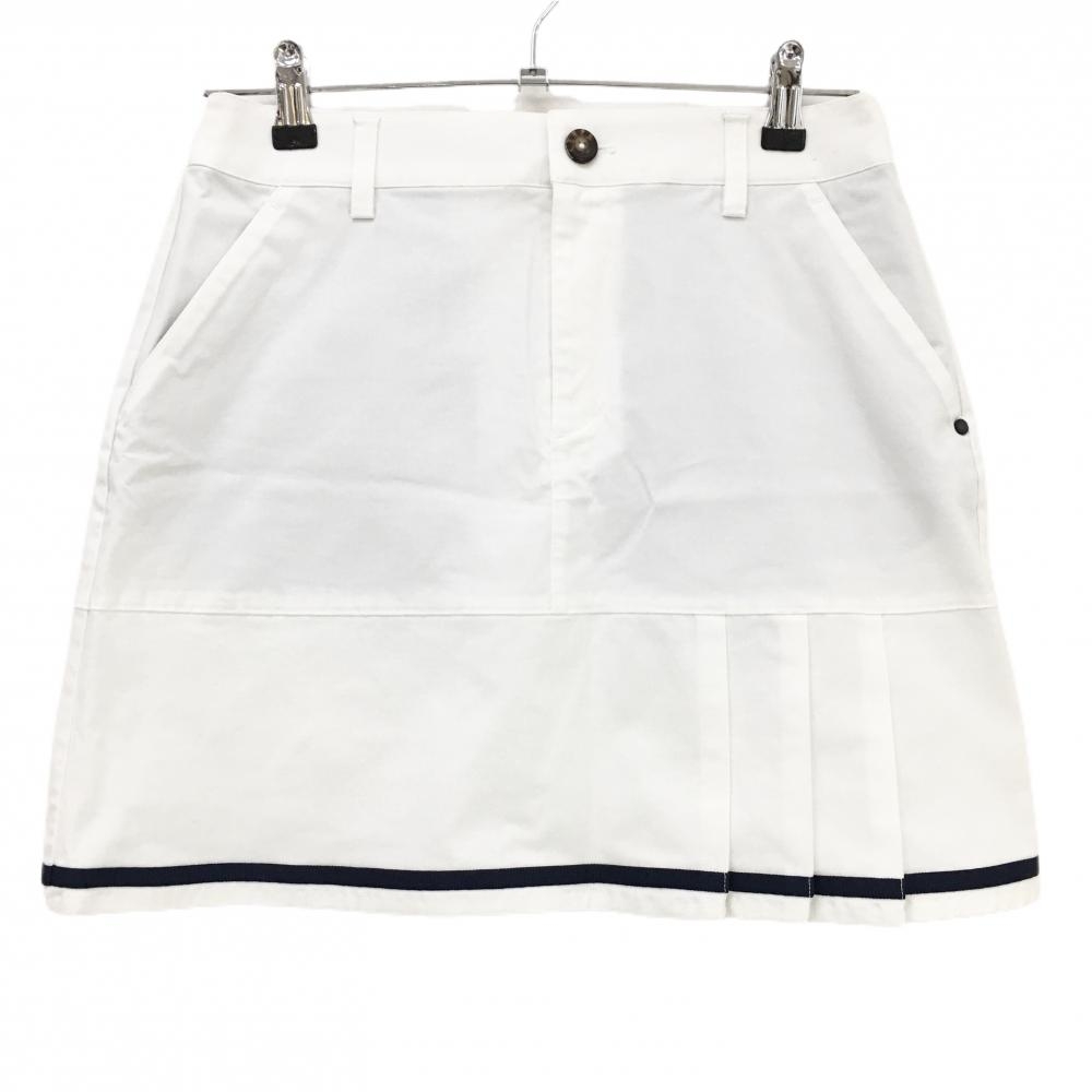 【美品】アディダス スカート 白×ネイビー 裾ライン  レディース M/M ゴルフウェア adidas
