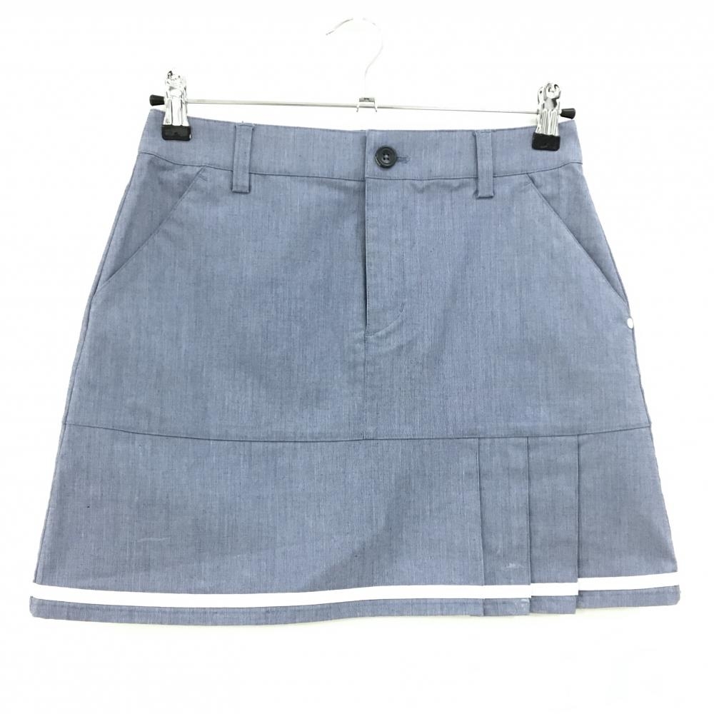 アディダス スカート 杢ネイビー×白 バックロゴ 一部プリーツ レディース S/P ゴルフウェア adidas