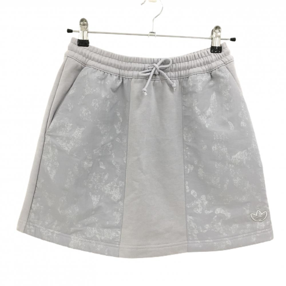 【美品】アディダス スカート グレー ポケット総柄 裏起毛 レディース L ゴルフウェア adidas