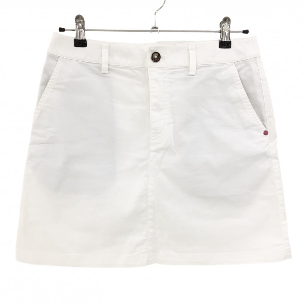 アディダス スカート 白 ロゴピンク インナーパンツ付 レディース L/G ゴルフウェア adidas