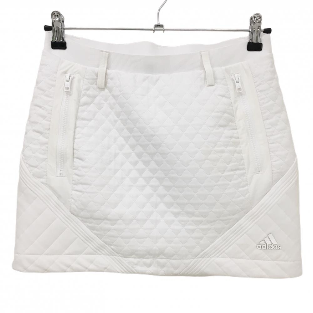 アディダス スカート 白 インナーパンツ付き キルティング レディース M ゴルフウェア adidas