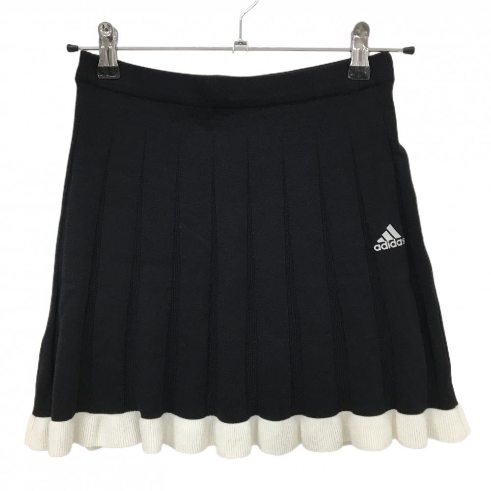 【超美品】アディダス ニットスカート 黒×白 ナイロン100％ レディース S ゴルフウェア adidas