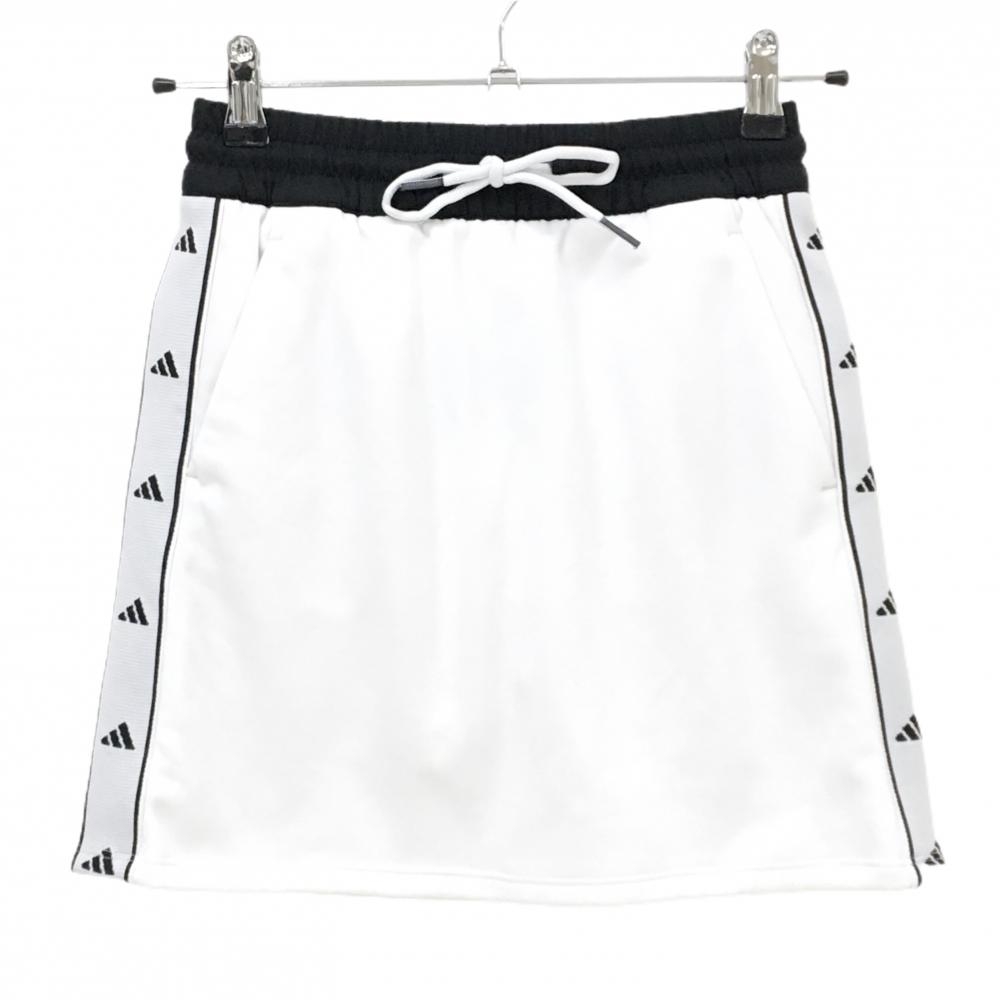 【新品】アディダス スカート 白×黒 サイドロゴライン 内側インナーパンツ AEROREADY  レディース XS ゴルフウェア 2024年モデル adidas