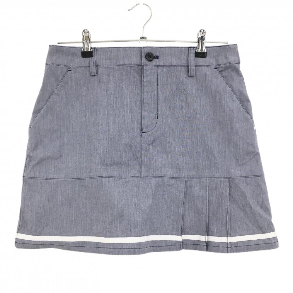 【超美品】アディダス スカート ネイビー系×白 一部プリーツ 裾白ライン レディース L/G ゴルフウェア adidas