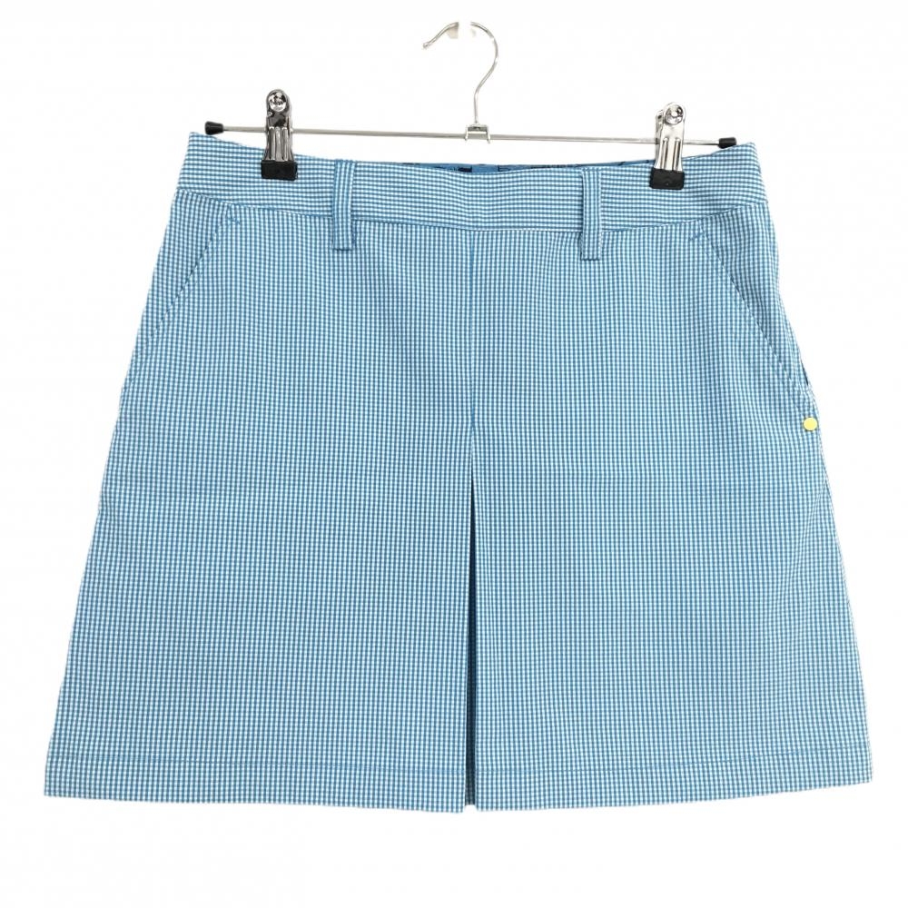【超美品】アディダス スカート 白×ブルー チェック柄 サッカー生地 レディース M/M ゴルフウェア adidas