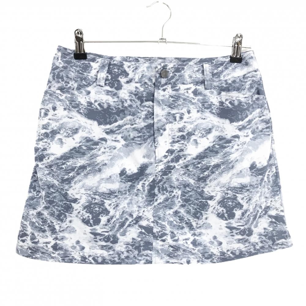 アディダス スカート グレー×白 総柄 ストレッチ adipure  レディース L/G ゴルフウェア adidas