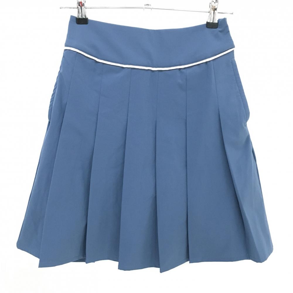【新品】アディダス プリーツスカート スモーキーブルー×白系 内側インナーパンツ レディース S ゴルフウェア 2023年モデル adidas