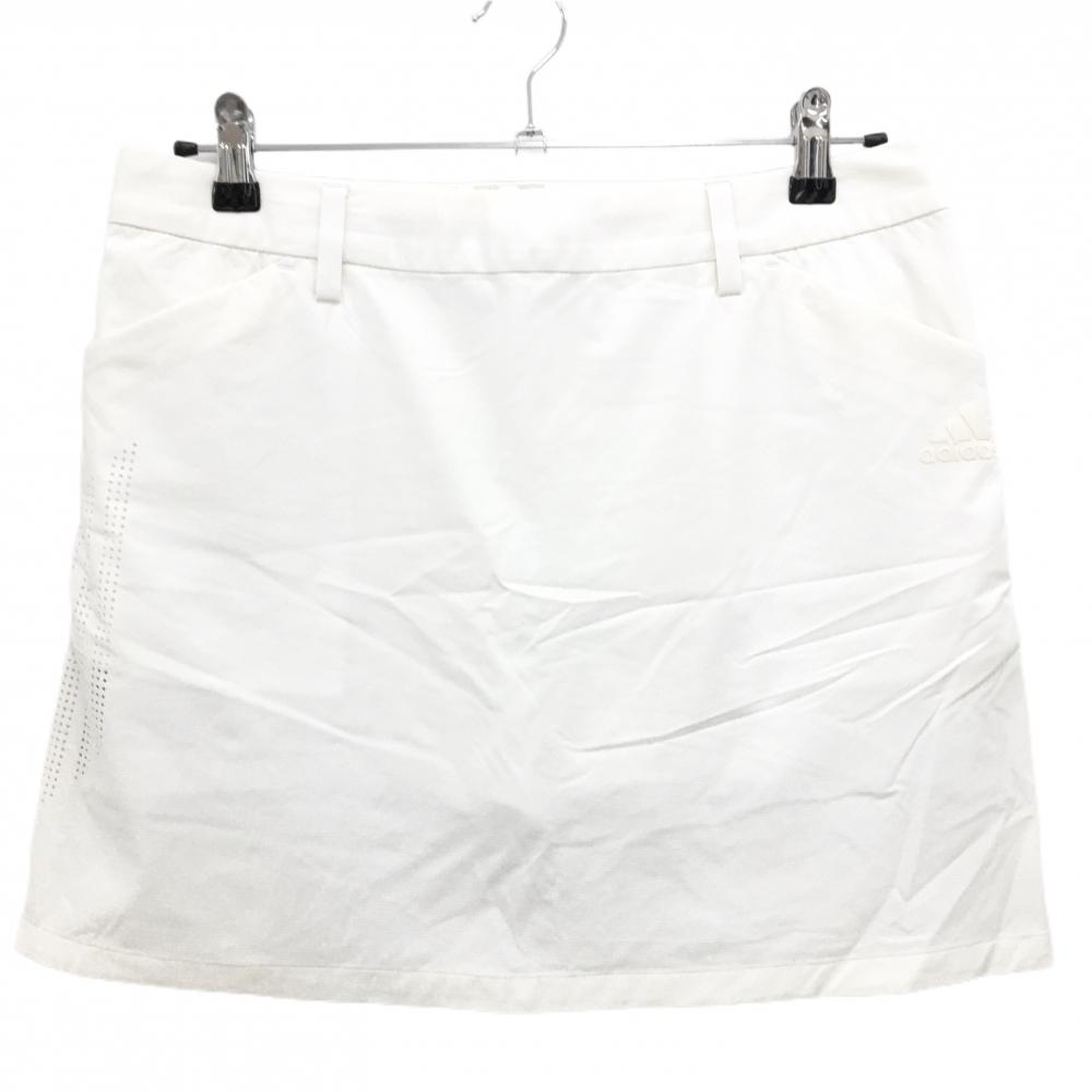 【美品】アディダス スカート 白 サイド3ライン 内側インナーパンツ レディース L ゴルフウェア adidas