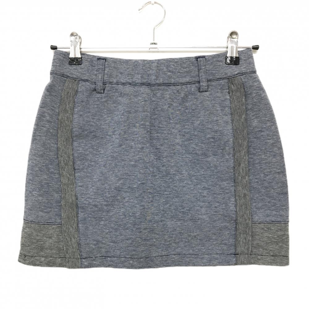 【美品】アディダス スカート 杢ネイビー系×杢グレー系 後ろロゴ ウエストゴム ストレッチ レディース M ゴルフウェア adidas