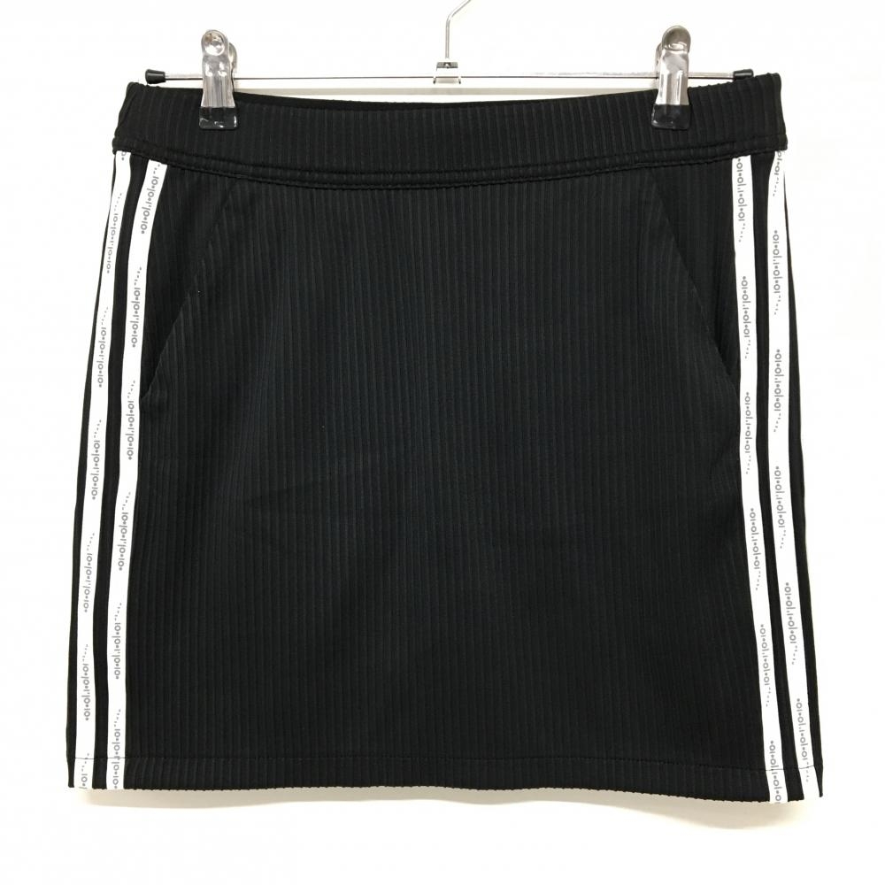 【超美品】アディダス スカート 黒×白 ストライプ織生地 3ライン ストレッチ 内側インナーパンツ レディース OT(XL) ゴルフウェア adidas