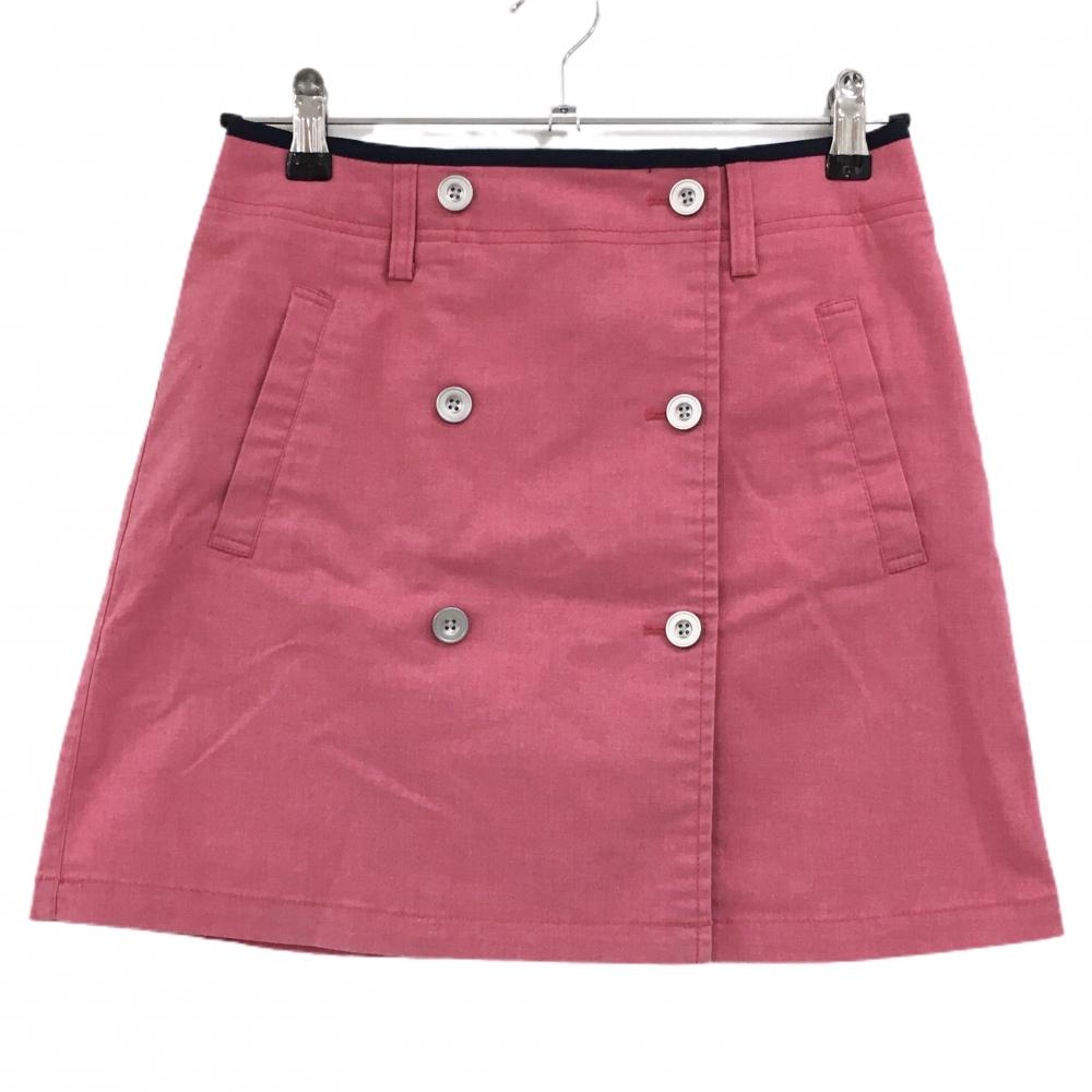 【美品】アディダス 巻きスカート ピンク×ネイビー インナーパンツ付 複数ボタン レディース S/P ゴルフウェア adidas