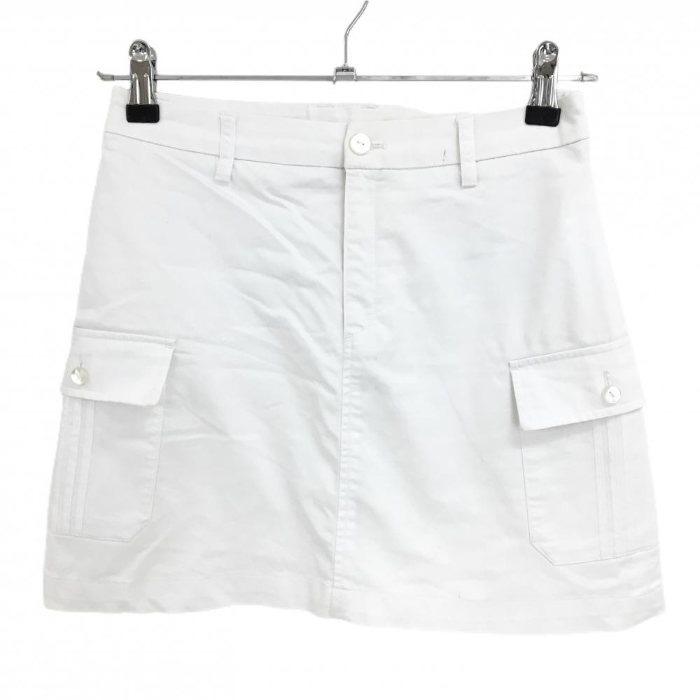 アディダス カーゴスカート 白 ポケット3ライン 内側インナーパンツ ストレッチ  レディース XS/XP ゴルフウェア adidas