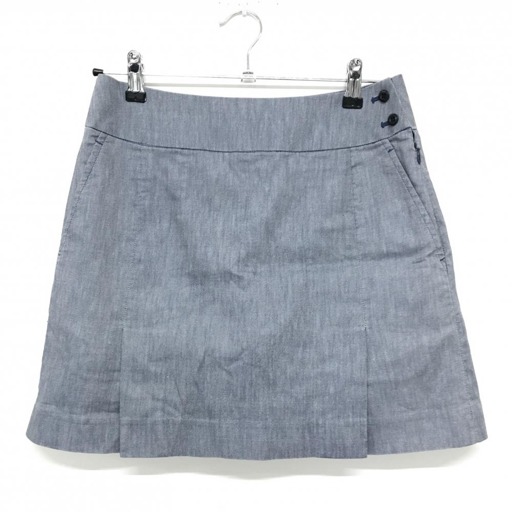 アディダス スカート 杢グレー デニム風 ロゴ刺しゅう 内側インナーパンツ レディース M ゴルフウェア adidas