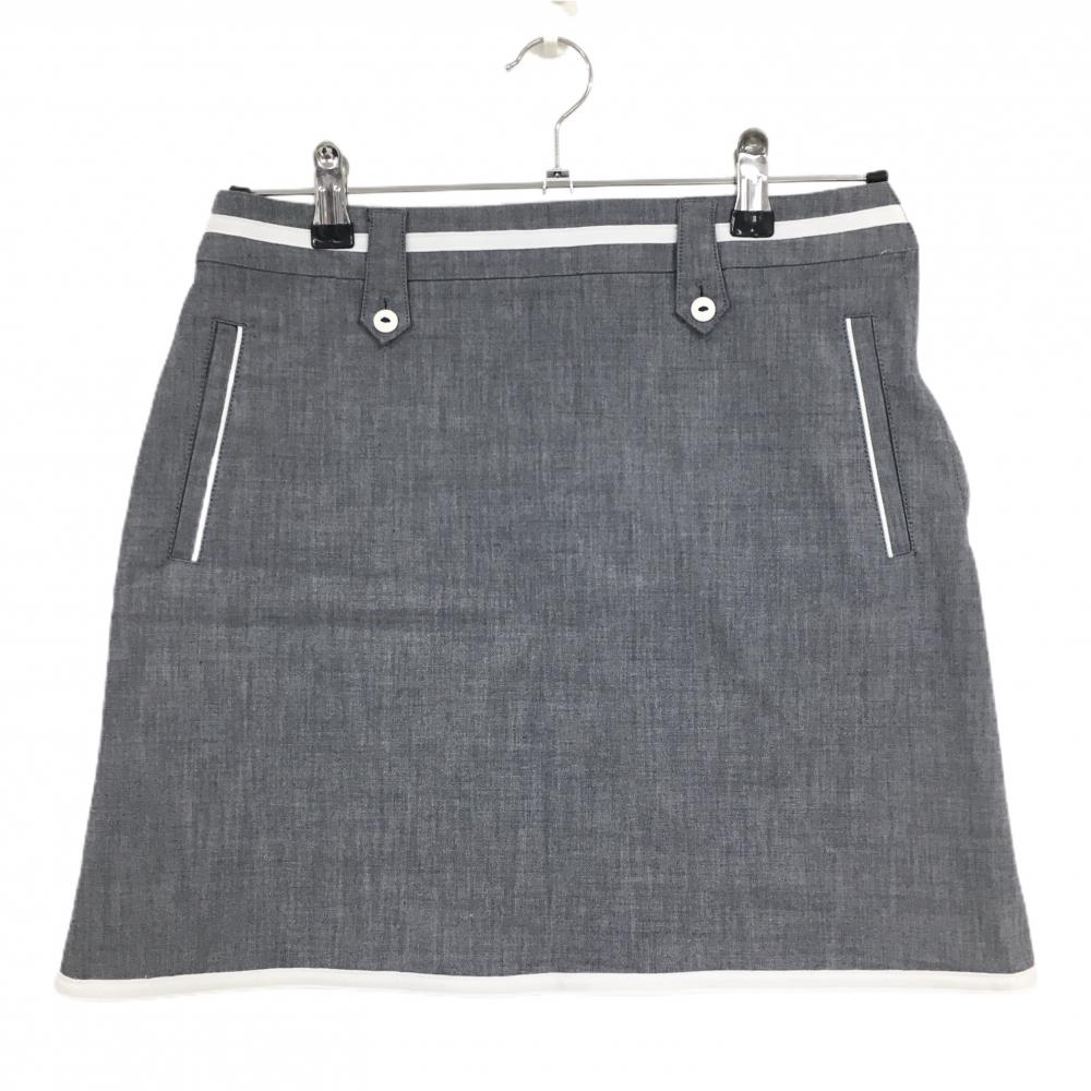【美品】アディダス スカート 杢グレー×白 ウエスト・裾ライン レディース L/G ゴルフウェア adidas