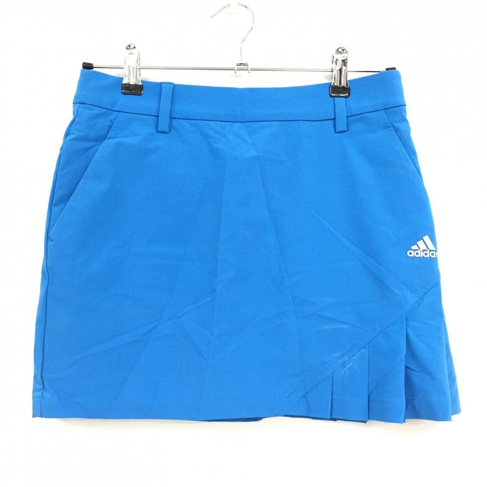 アディダス スカート ブルー 内側インナーパンツ ロゴプリント レディース S ゴルフウェア adidas