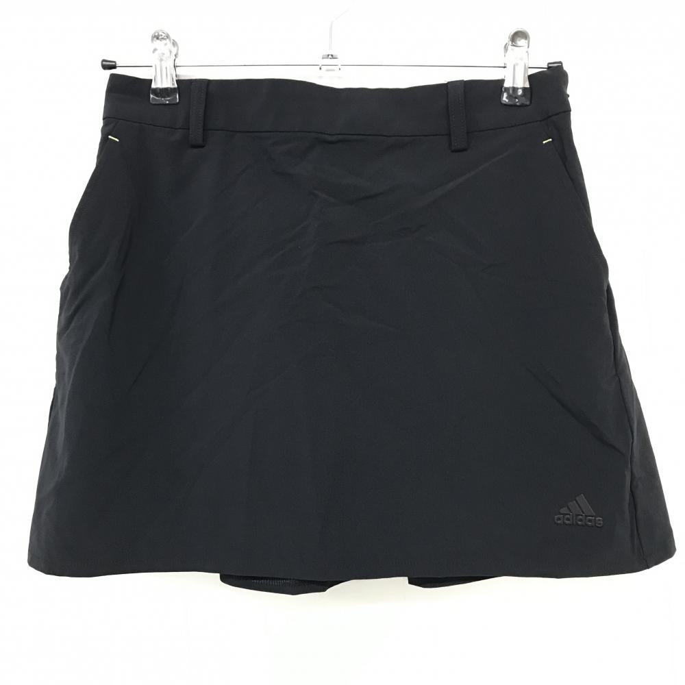 【超美品】アディダス スカート 黒 パンチング穴ロゴ ウエスト一部ゴム インナーパンツ付 レディース L ゴルフウェア adidas