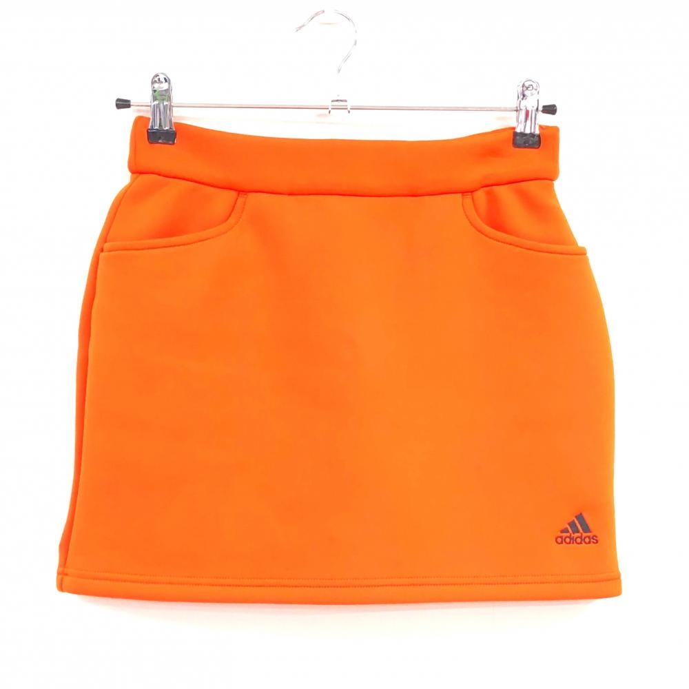 アディダス スカート オレンジ 裾ロゴ ウエストロゴ ダンボールニット 内側インナーパンツ レディース M ゴルフウェア adidas