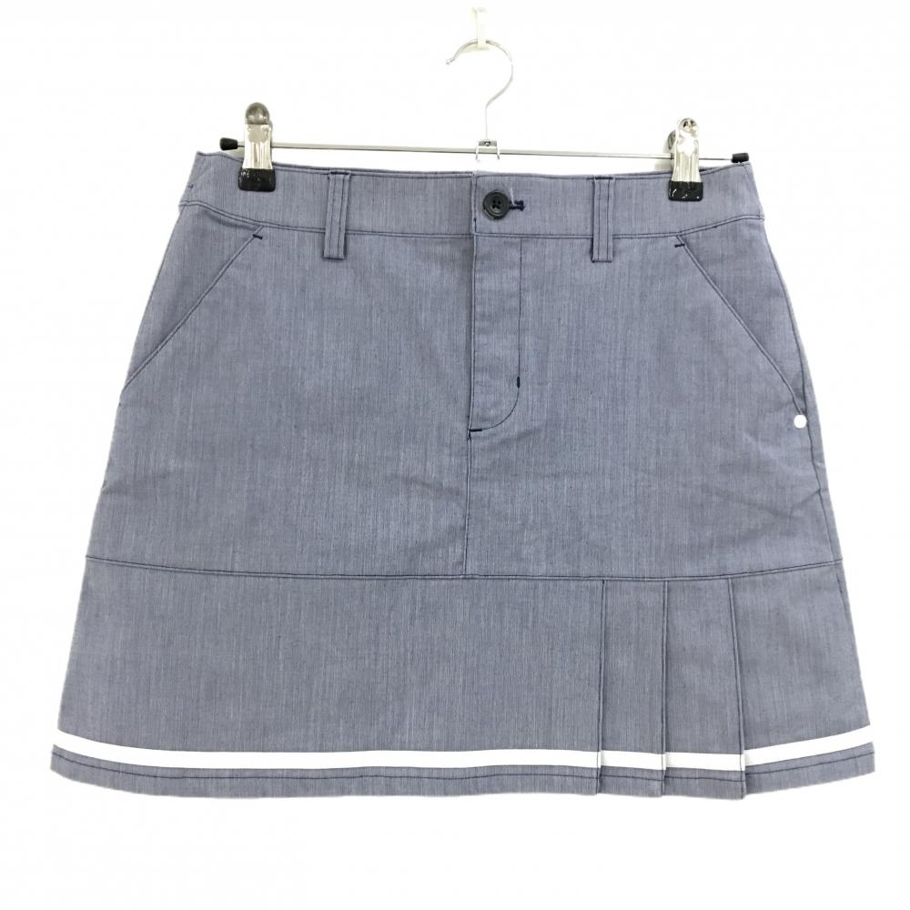 【超美品】アディダス スカート 杢ネイビー×白 一部プリーツ 裾ライン 後ろ刺しゅう レディース M/M ゴルフウェア adidas