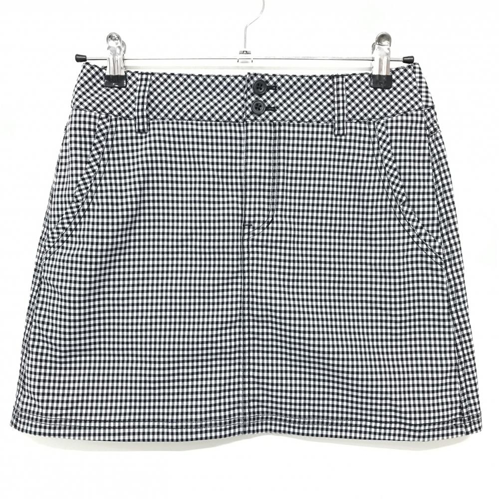 【超美品】アディダス スカート 白×黒 チェック柄 バックロゴ レディース S/P ゴルフウェア adidas