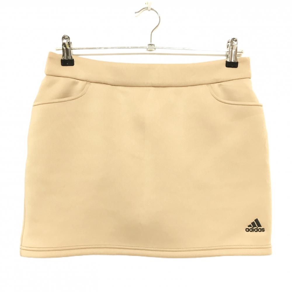 【美品】アディダス スカート ベージュ ダンボールニット 内側インナーパンツ レディース XL ゴルフウェア adidas