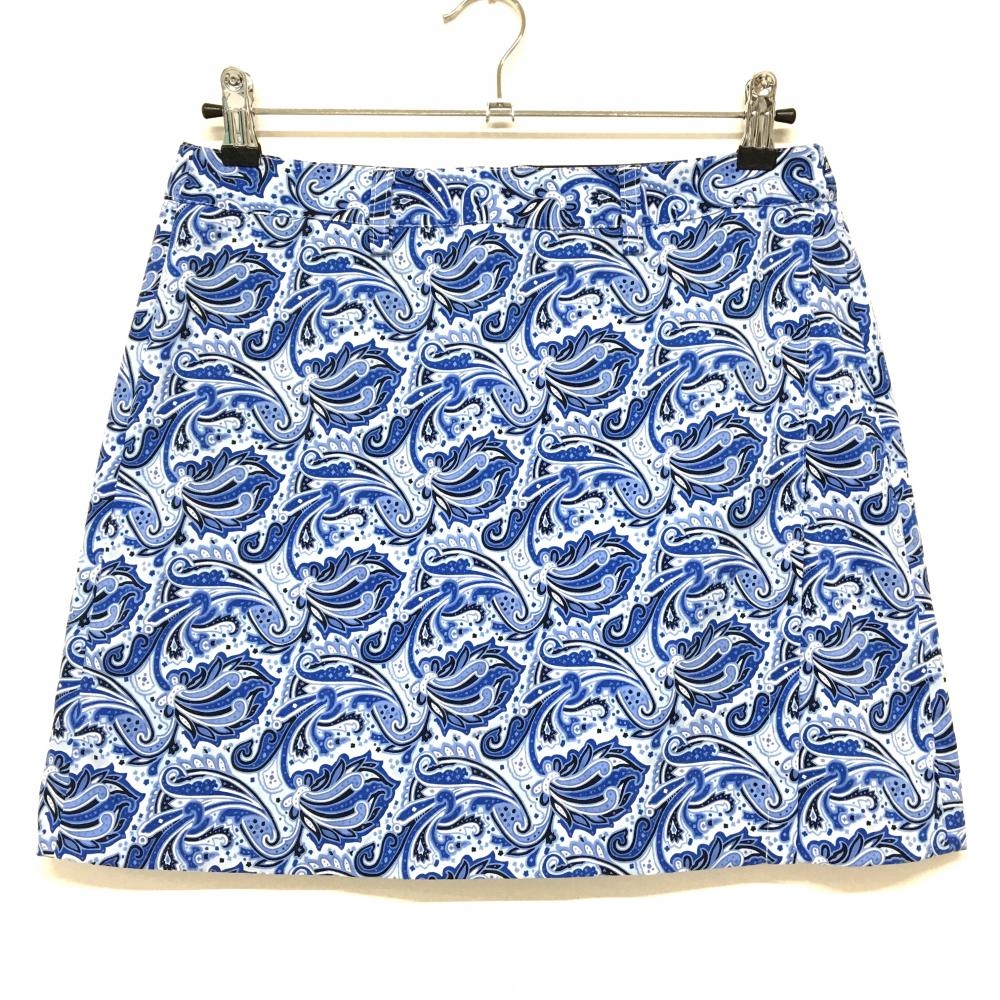 【超美品】アディダス スカート ブルー×ネイビー ペイズリー柄 ストレッチ レディース L/G ゴルフウェア adidas