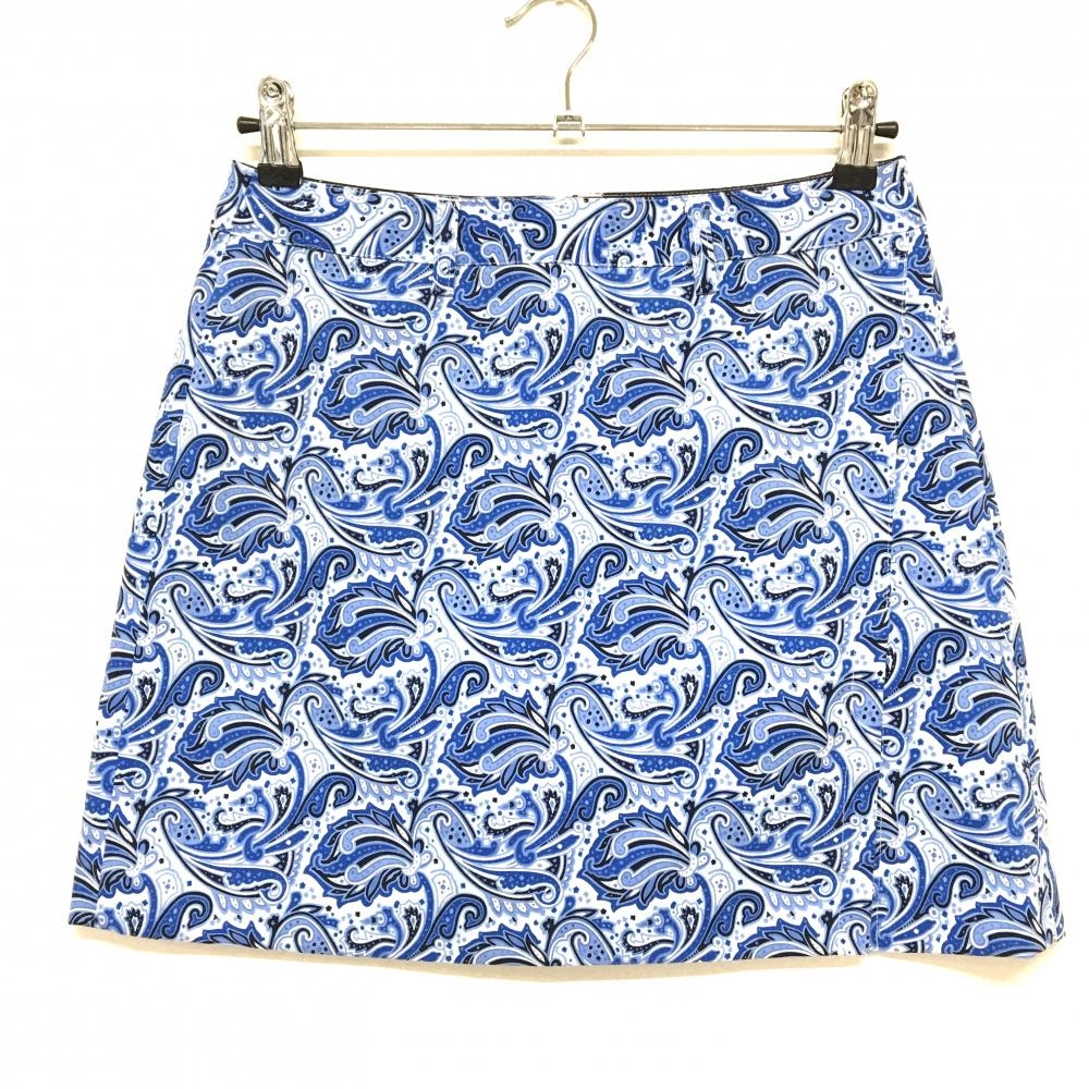 【超美品】アディダス スカート ブルー×ネイビー ペイズリー柄 ストレッチ レディース M/M ゴルフウェア adidas