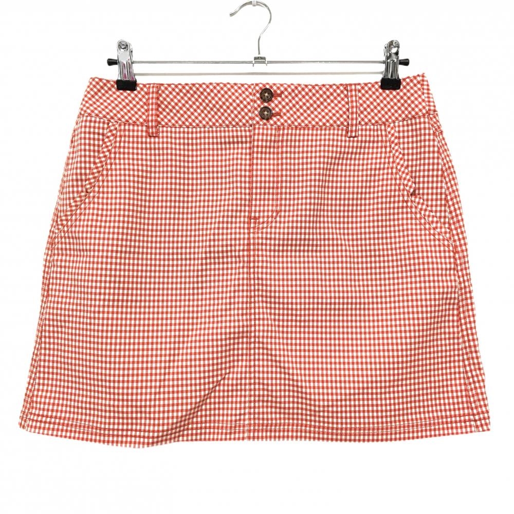 【美品】アディダス スカート レッド×白 ギンガムチェック ストレッチ レディース OT/XG ゴルフウェア adidas