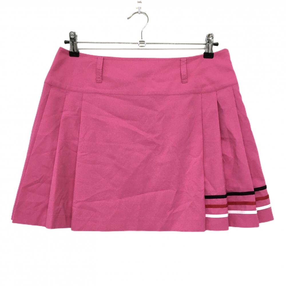 【超美品】アディダス スカート ピンク 前面一部プリーツ ストレッチ 3ライン レディース OT/XG ゴルフウェア adidas