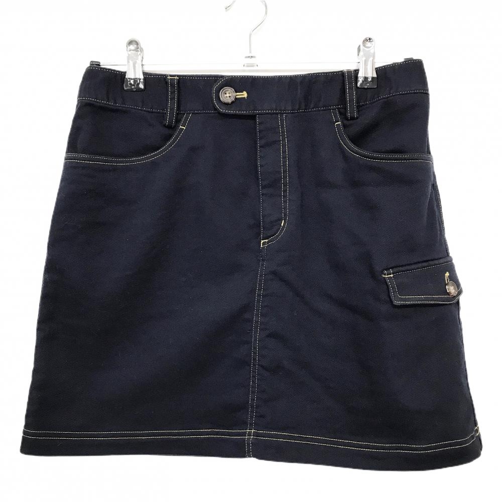 【超美品】アディダス スカート ネイビー デニム風 ストレッチ レディース L/G ゴルフウェア adidas