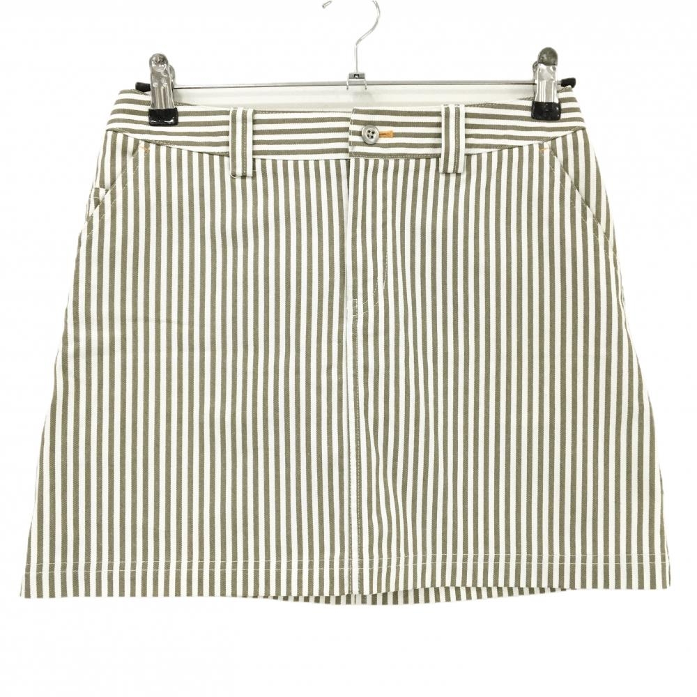 【超美品】アディダス スカート 白×ブラウン ストライプ ロゴオレンジ レディース M/M ゴルフウェア adidas