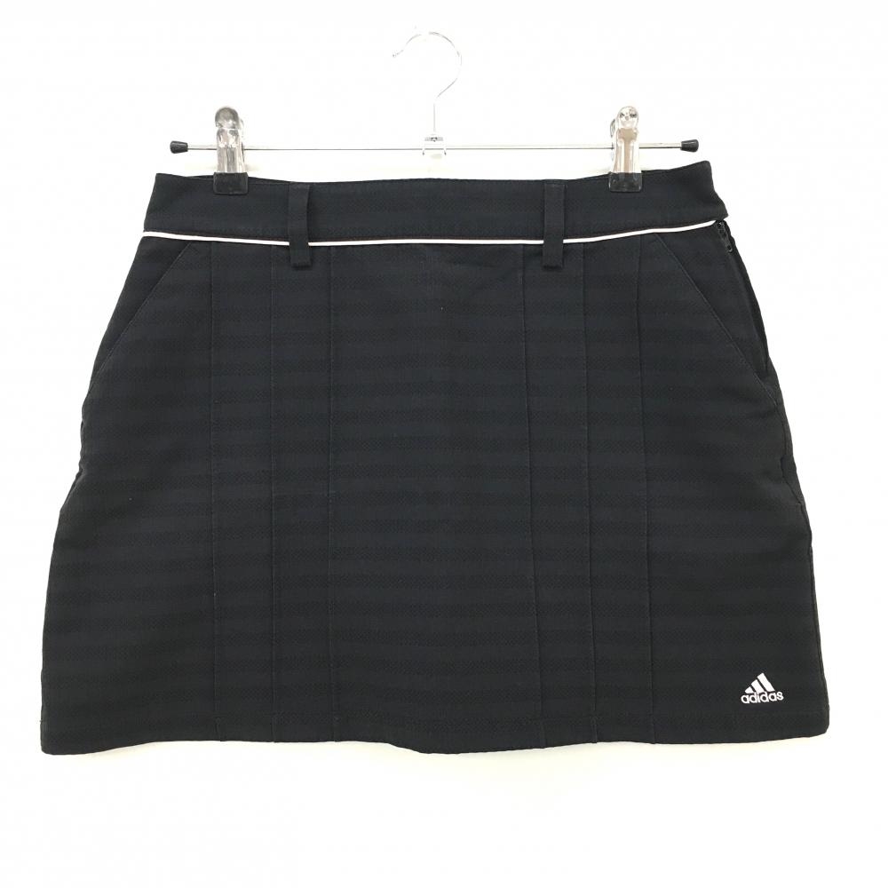 アディダス スカート 黒 ボーダー 裾ロゴ ストレッチ レディース M/M ゴルフウェア adidas
