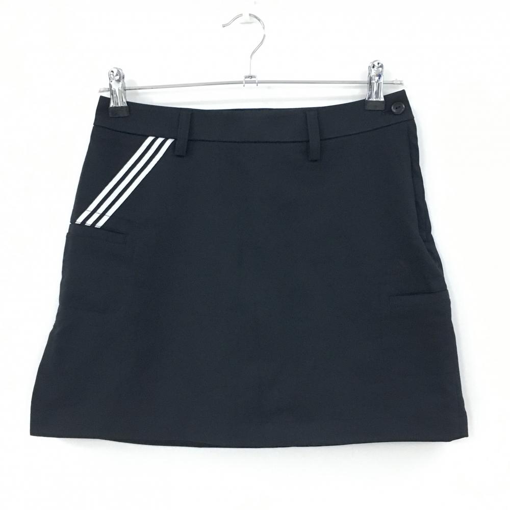 【超美品】アディダス スカート 黒×白 3ライン 内側インナーパンツ  レディース S/P ゴルフウェア adidas