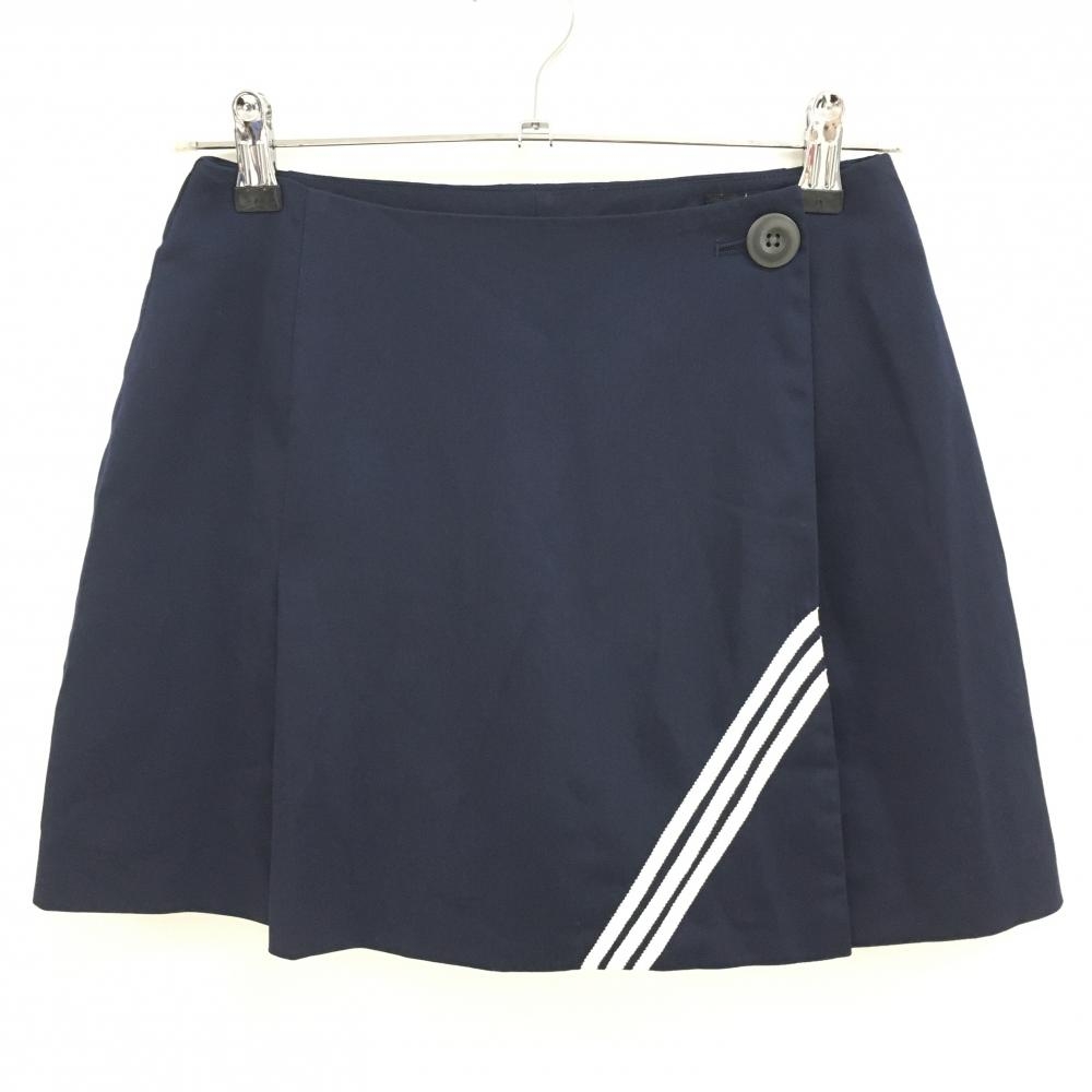 【超美品】アディダス スカート ネイビー×白 ３ライン 内側パンツ  レディース S/P ゴルフウェア adidas