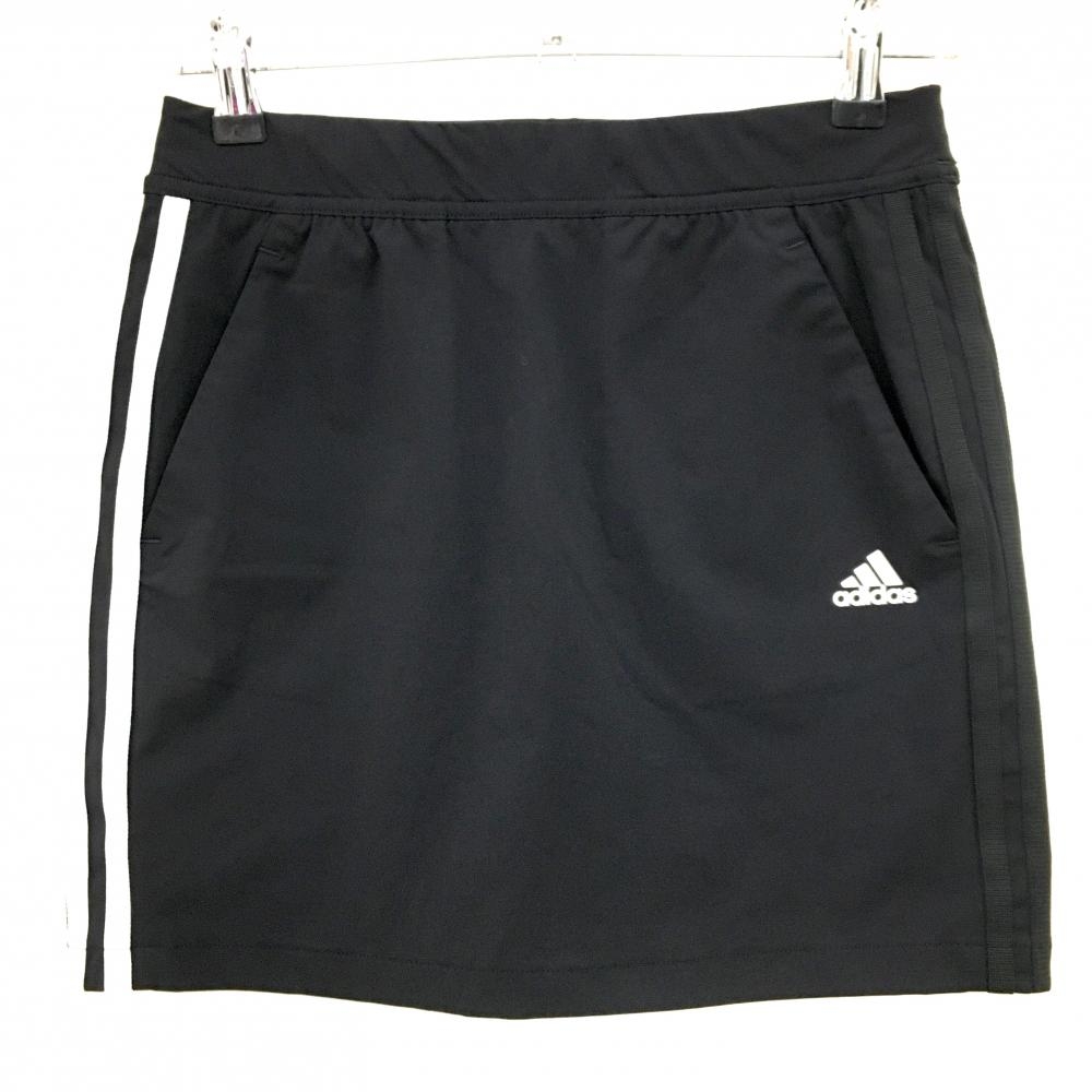 【超美品】アディダス スカート 黒 サイド3ライン ストレッチ 内側インナーパンツ PRIMEBLUE レディース M ゴルフウェア adidas