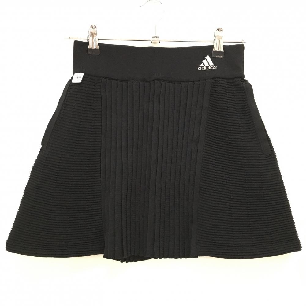 【超美品】アディダス ニットスカート 黒 一部プリーツ  レディース M ゴルフウェア adidas