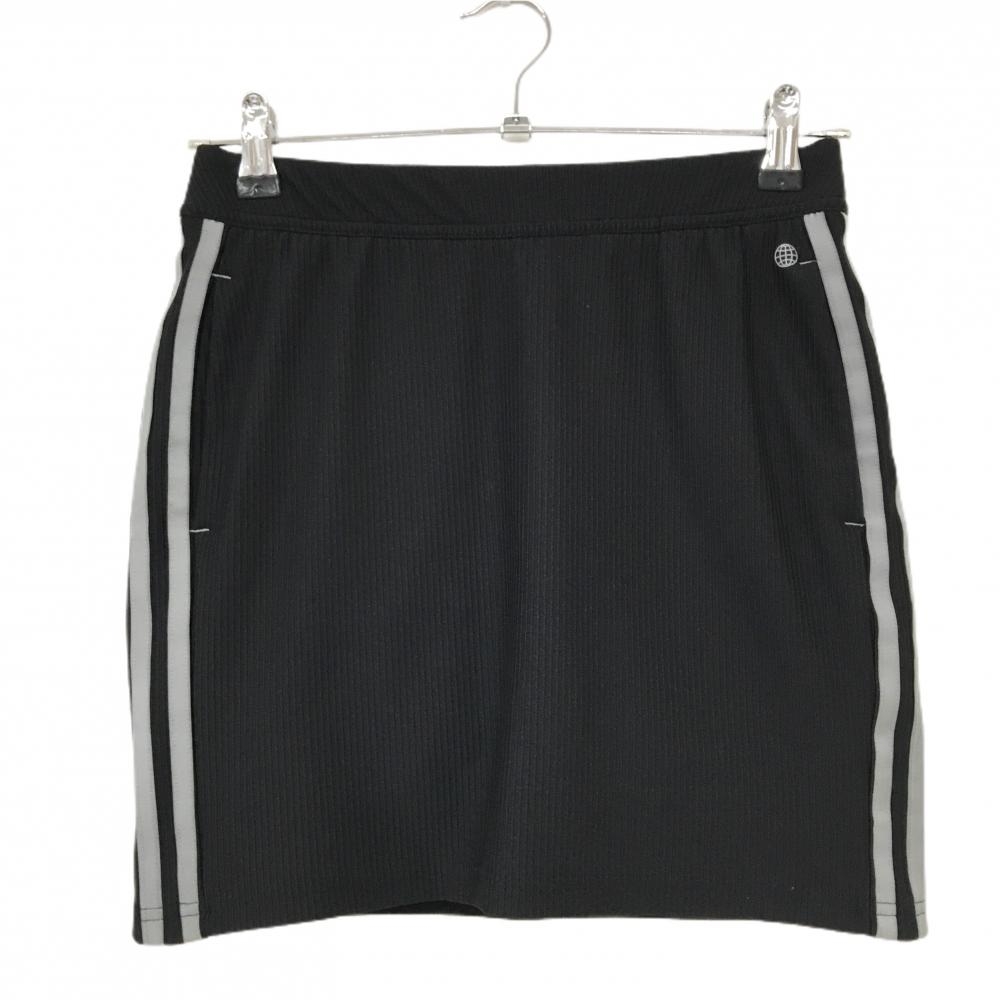 【超美品】アディダス スカート 黒×グレー サイド3ライン 内側インナーパンツ レディース M ゴルフウェア adidas