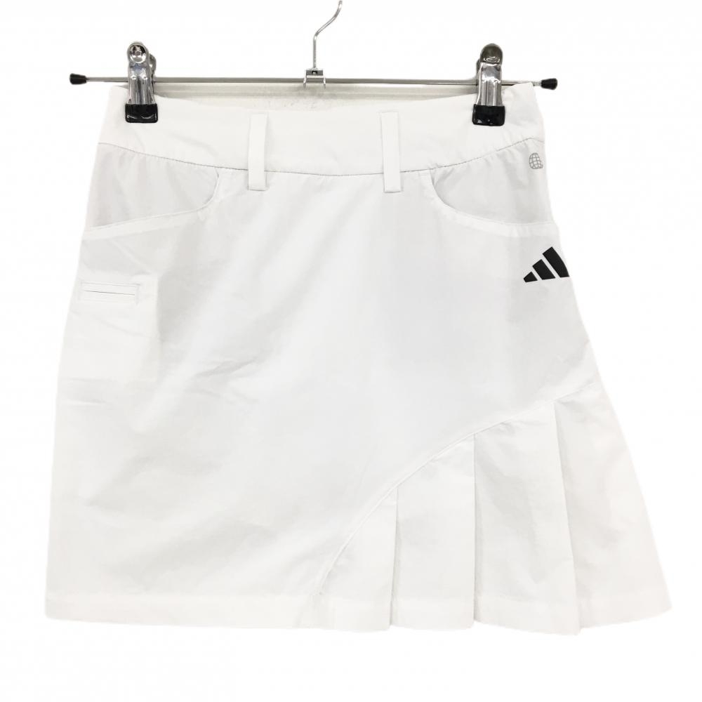 【超美品】アディダス スカート 白 サイド裾プリーツ 内側インナーパンツ  レディース XS ゴルフウェア adidas