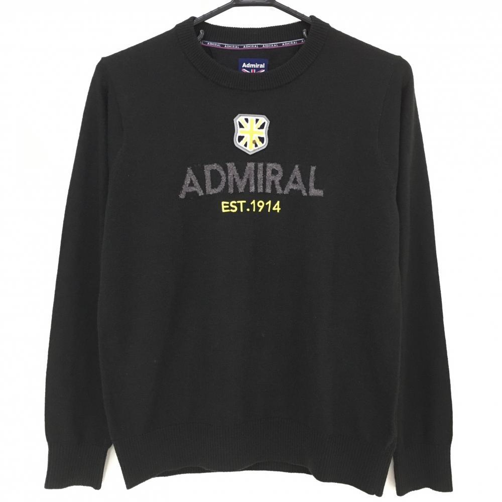 アドミラル セーター 黒×グレー 胸元ロゴ ニット  レディース LL ゴルフウェア Admiral