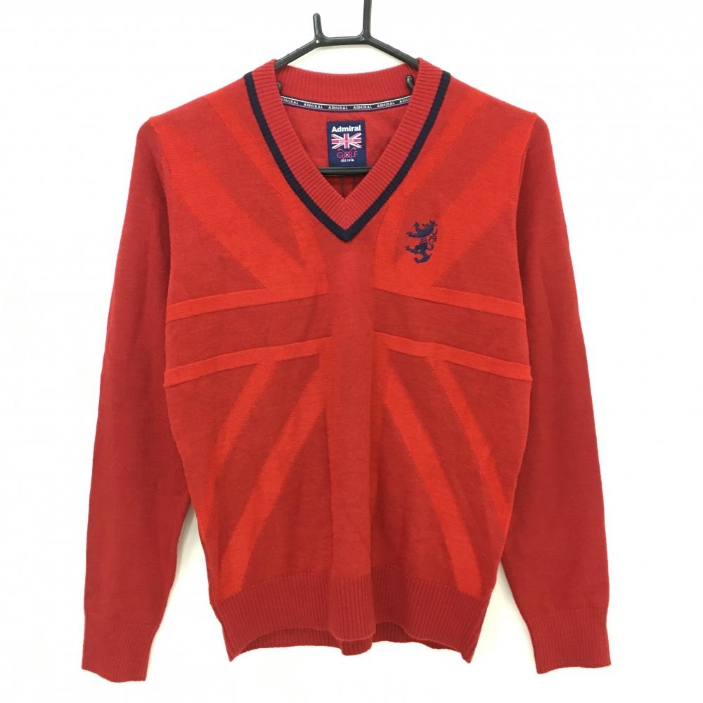 【新品】アドミラル セーター レッド×ネイビー Vネック ダイナホット ニット  レディース M ゴルフウェア Admiral