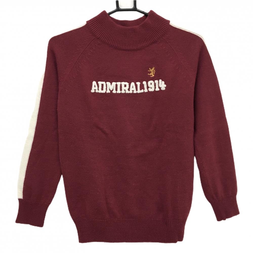 アドミラル セーター ボルドー×白 フロントロゴ 袖ライン ウール混  レディース S ゴルフウェア Admiral