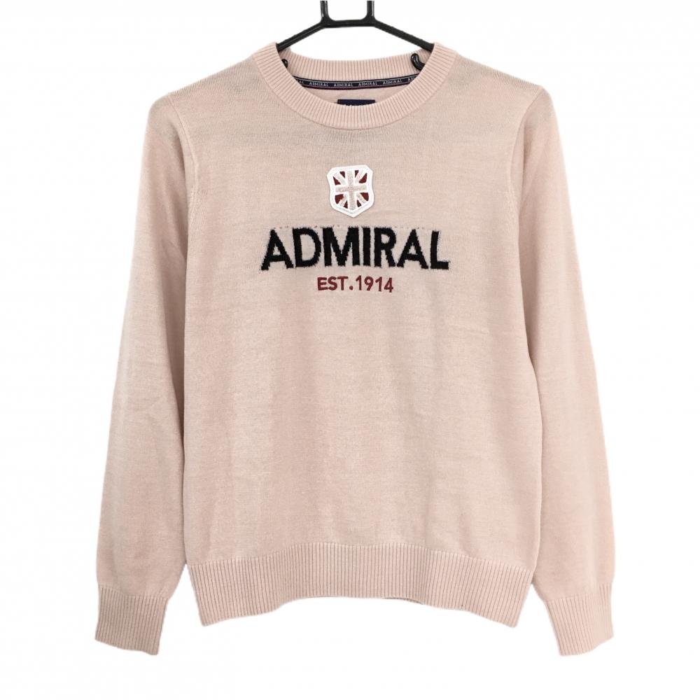【超美品】アドミラル セーター ピンク×黒 フロントロゴ ウール混 レディース L ゴルフウェア Admiral