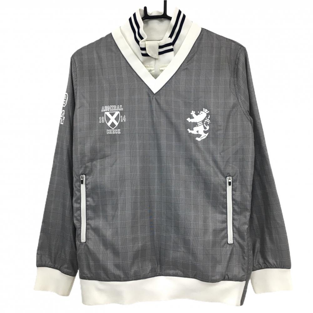 【超美品】アドミラル ツインスニード グレー×白 グレンチェック ブルゾン 裏地メッシュ  レディース L ゴルフウェア Admiral