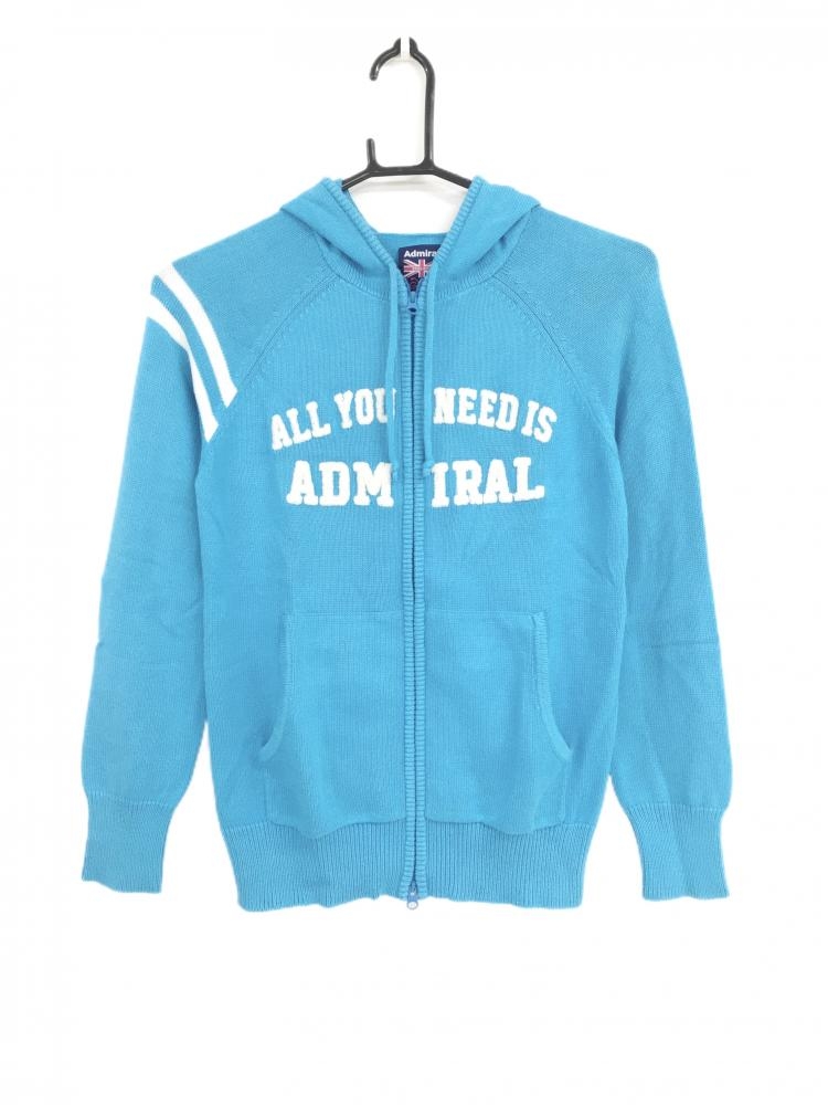 アドミラル ニットジップパーカー ブルー×白 ジャケット  レディース M ゴルフウェア Admiral