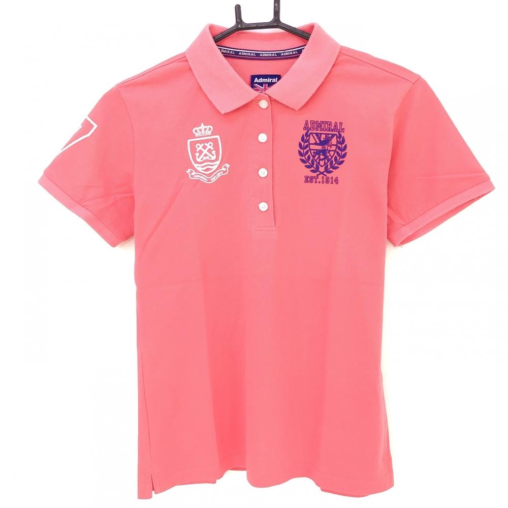 アドミラル 半袖ポロシャツ ピンク 袖ナンバー バックプリント レディース M ゴルフウェア Admiral