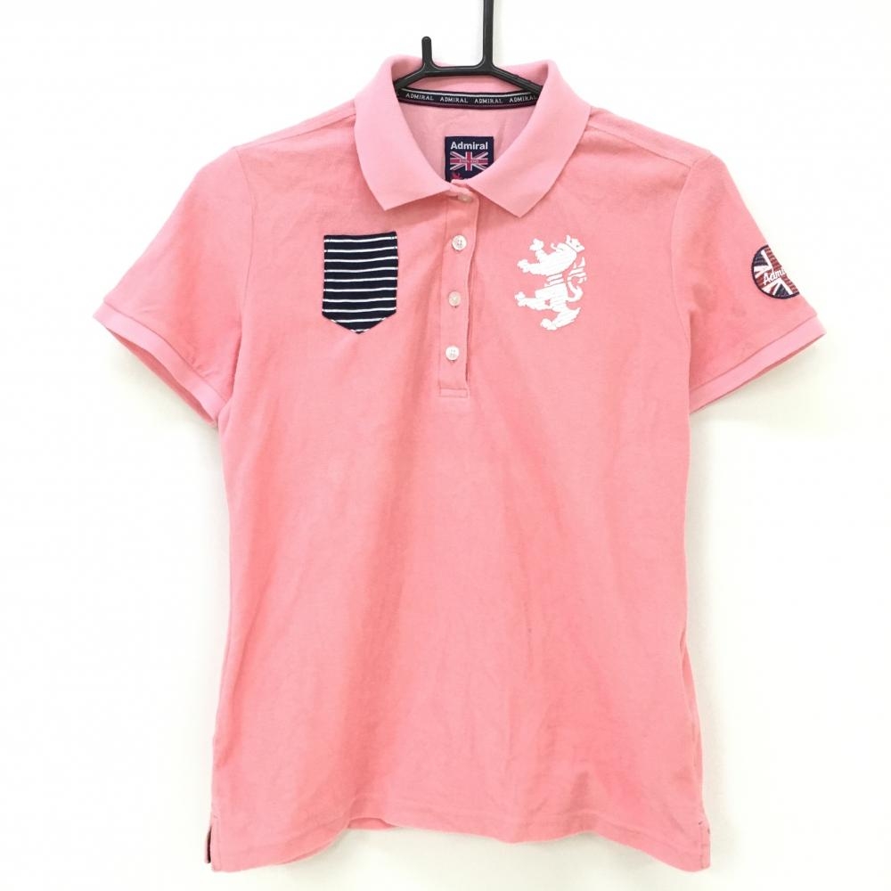 【美品】アドミラル 半袖ポロシャツ ピンク パイル地 レディース L ゴルフウェア Admiral 画像