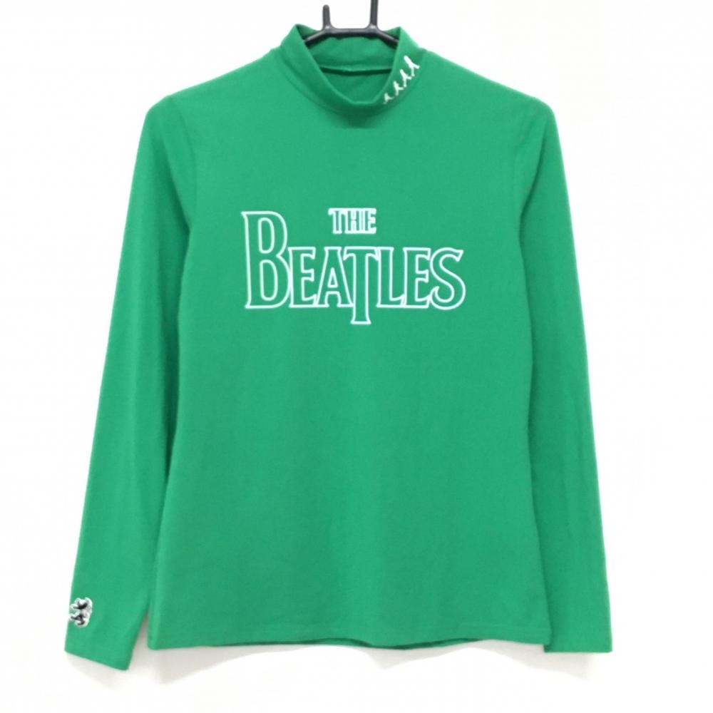 【美品】アドミラル 長袖ハイネックシャツ グリーン×白 ビートルズ レディース M ゴルフウェア Admiral