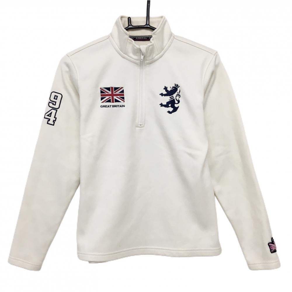 アドミラル 長袖ハイネックシャツ 白 裏起毛 ハーフジップ  レディース M ゴルフウェア Admiral